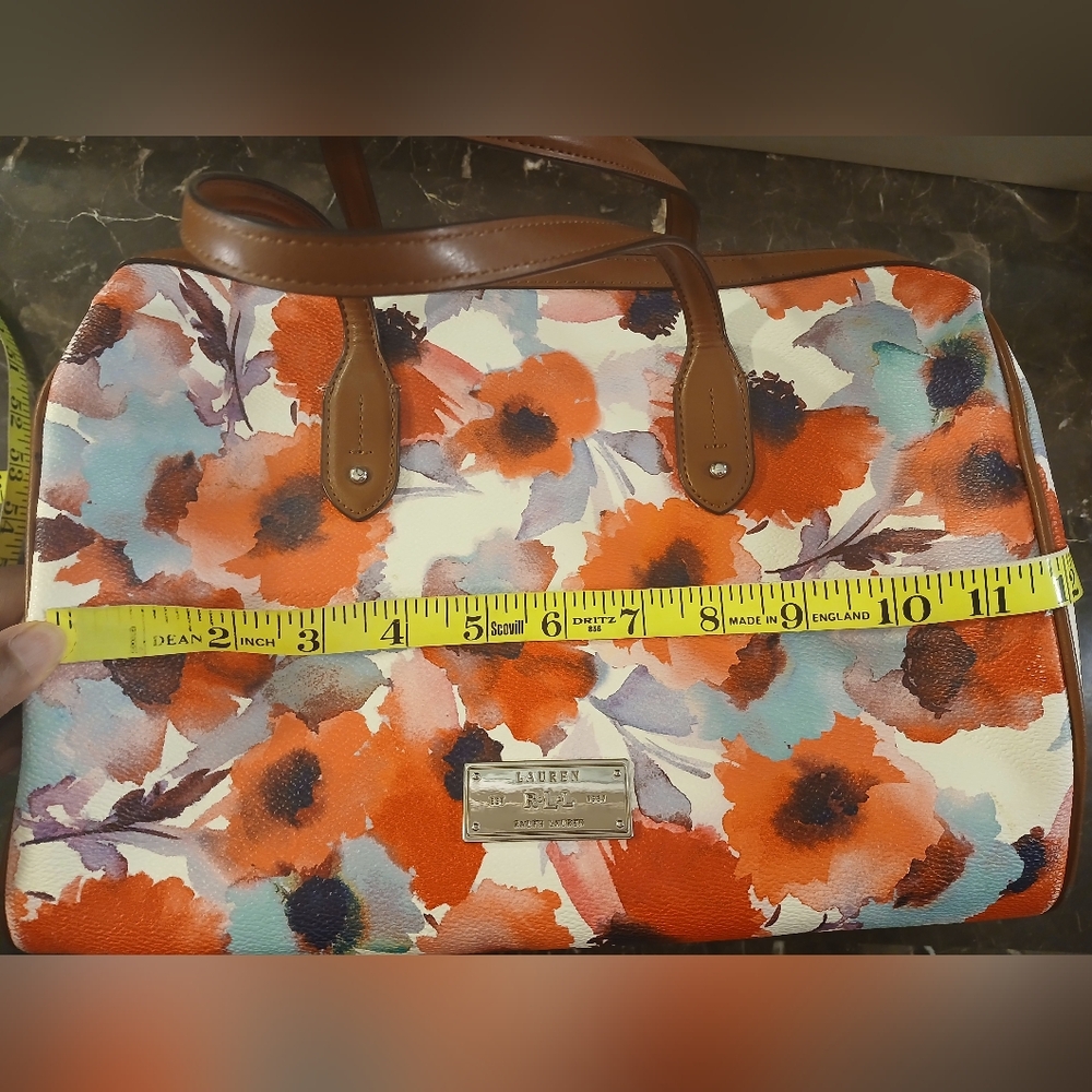 Lauren Ralph Lauren Red and Blue Floral Satchel - Picture 10 of 16